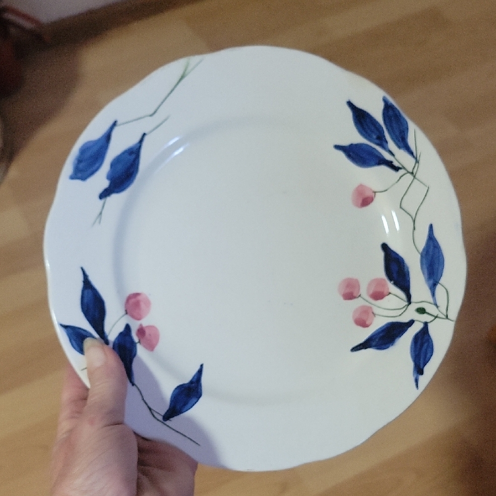 Floral Blue and Pink Dinner Plate